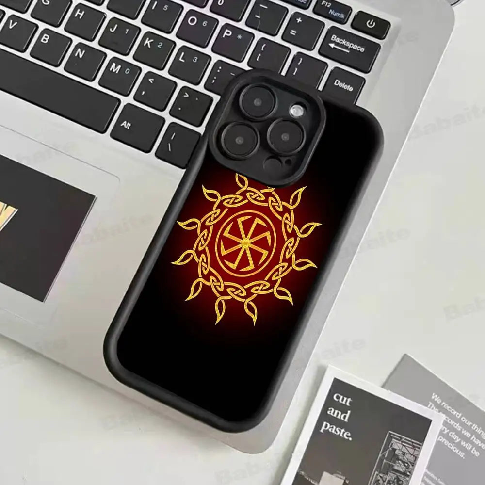Slavic Viking symbol Kolovrat Silicone Phone Case For iPhone