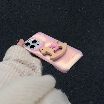 Luxury Urbans Buffer Horse Ring Leather PU Hard Phone For iPhone