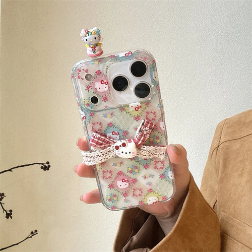 Korean Cute Flower Hellokitty Phone Case For iPhone