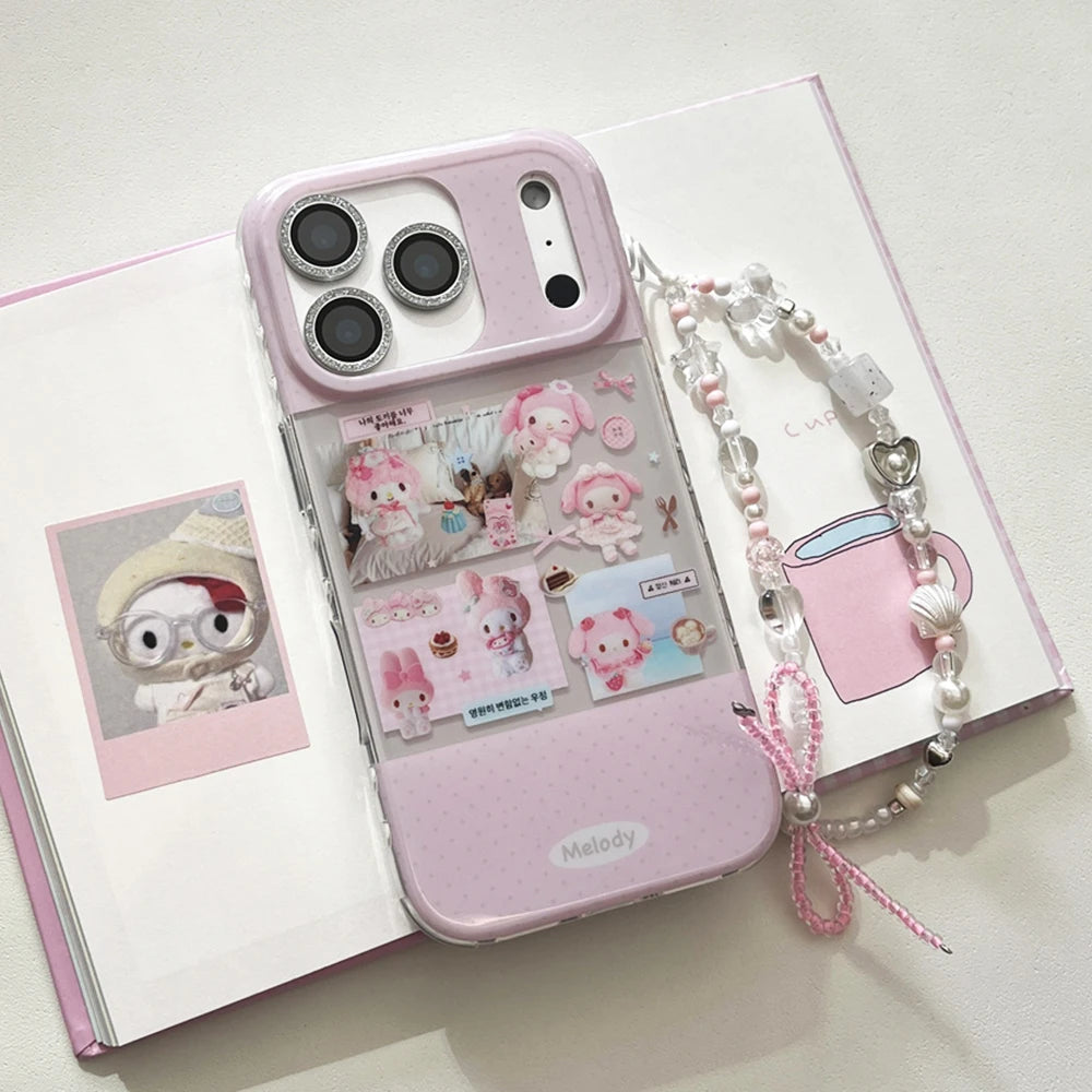Bling Glitter Full Screen Hello Kitty Melody Phone Case For iPhone