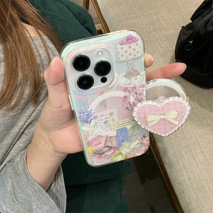 Cute Floral Bow Magnetic Stand Phone Case