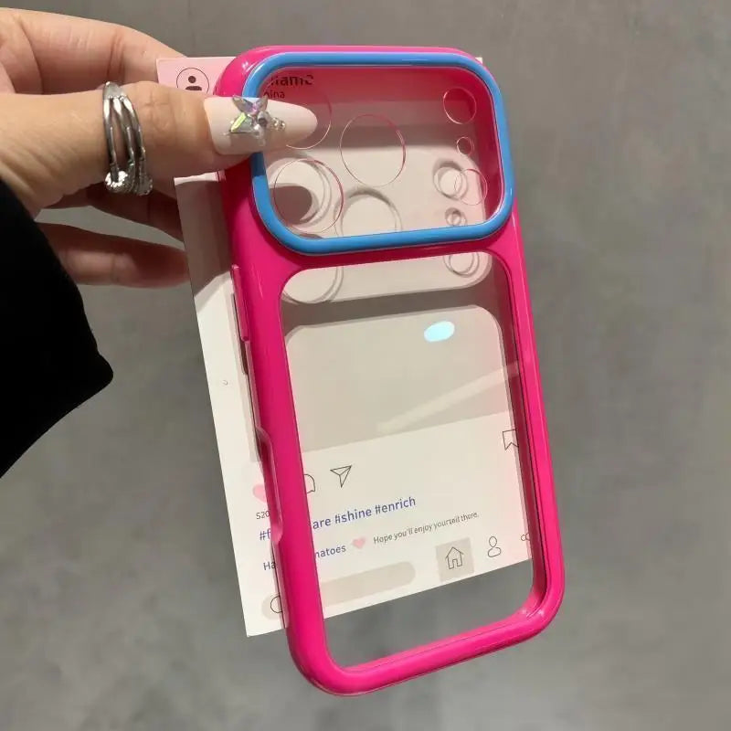 Transparent Double Color Contrast Case For iPhone