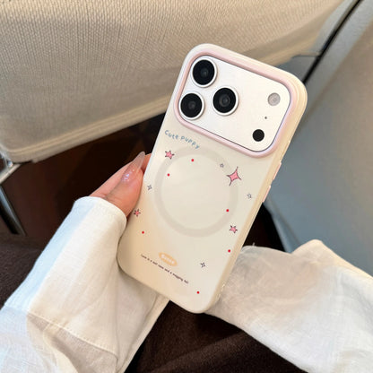 Korean Colorful Stars Cartoon Kitten Puppy Magnetic Holder Phone Case For iPhone