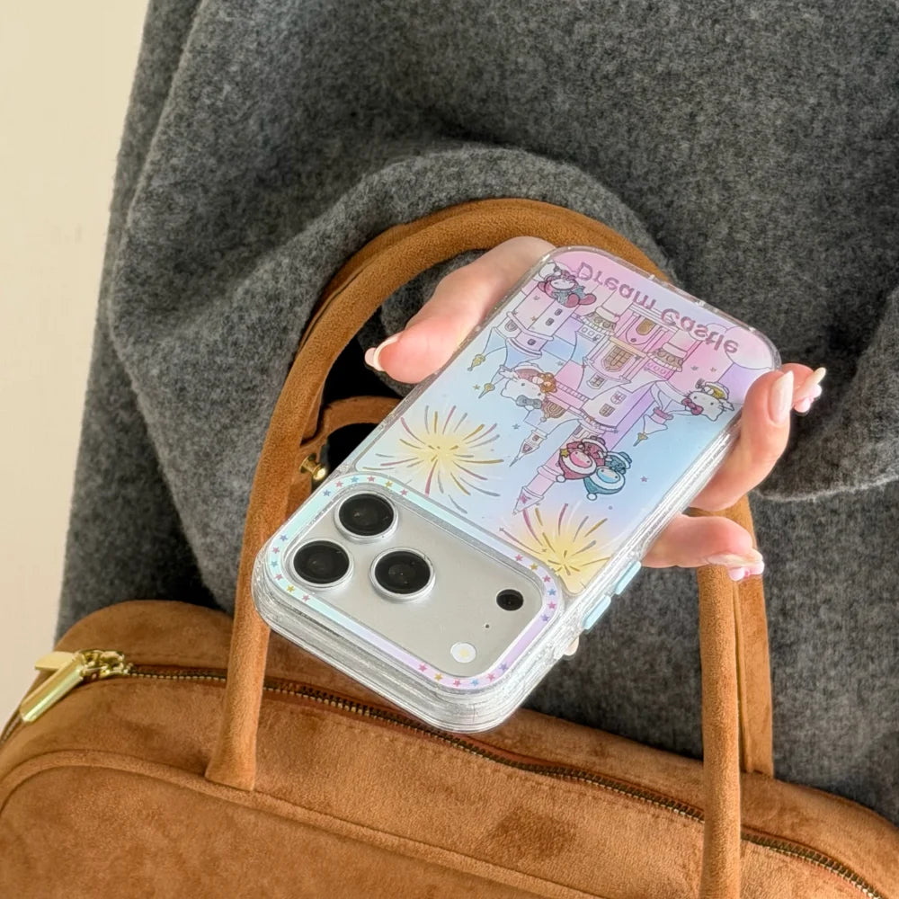 Pink Gilded Drip Glue Castle Kitty Cat For iPhone Case