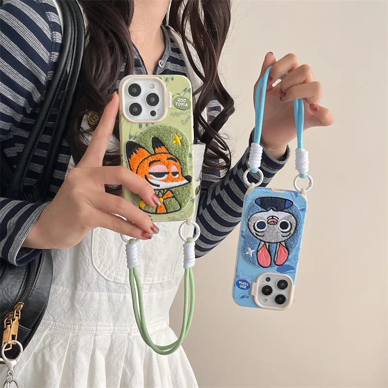 Zootopia Phone Case Cartoon Wrist Strap Judy Rabbit iPhone