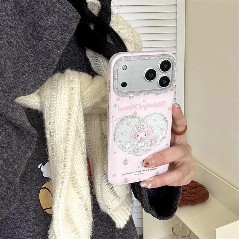 Fashion Pink Saniro Molody Flower Phone Case For iPhone
