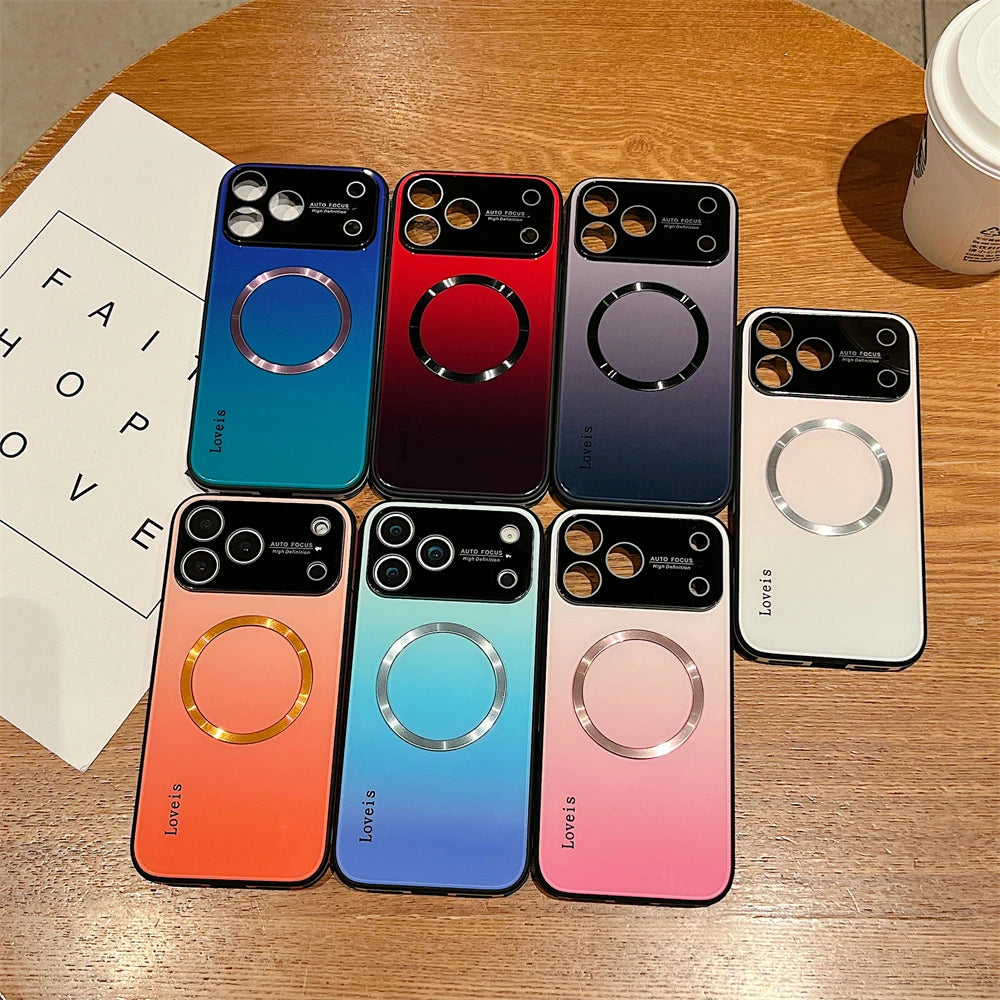 For Magsafe Magnetic Gradient Glass Case For iPhone