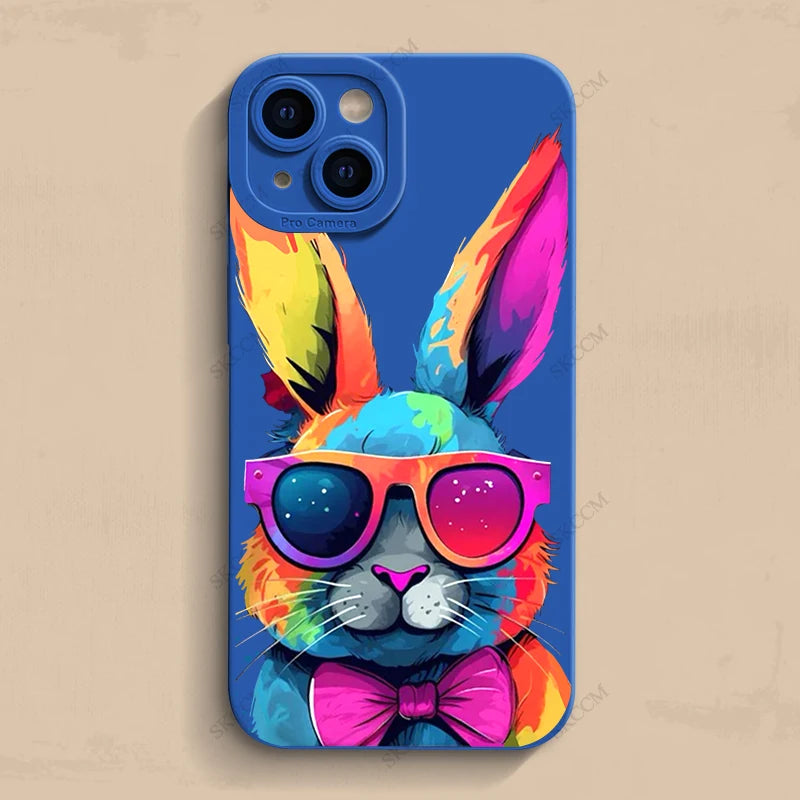 Cute Colorful Rabbit Silicone Phone Case For iPhone