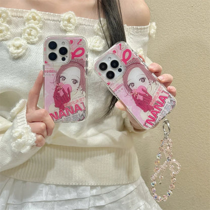 Japan Korean Cute Cartoon Girl kawaii Phone Lanyard Case For iPhone