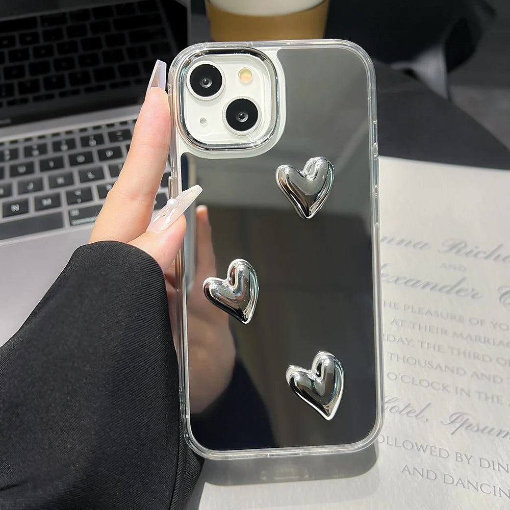 3D Love Heart Pearl Bracelets Chain Lanyard Phone Case For iPhone