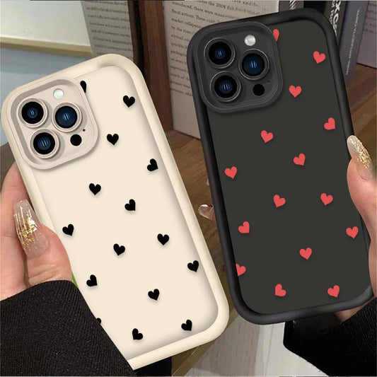 Black Small Love Heart Soft Phone Case For iPhone