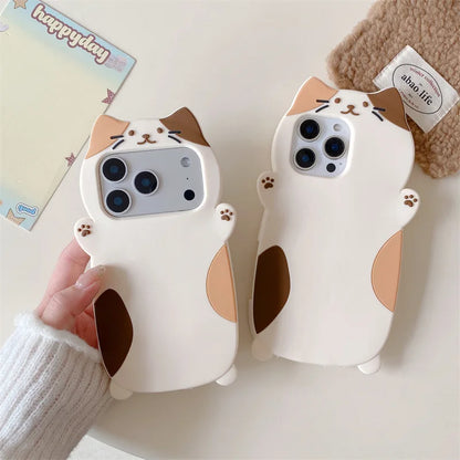 Korean 3D Cute Cartoon Cat Pattern Phone Case For iPhone