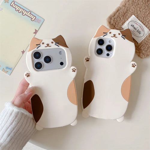 Korean 3D Cute Cartoon Cat Pattern Phone Case For iPhone