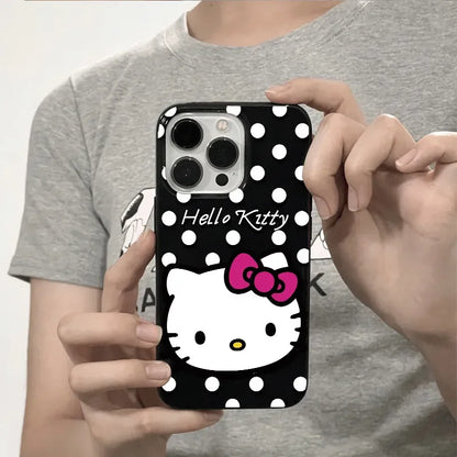 Wave Point Hello Kitty Bow Strap Phone Case For iPhone