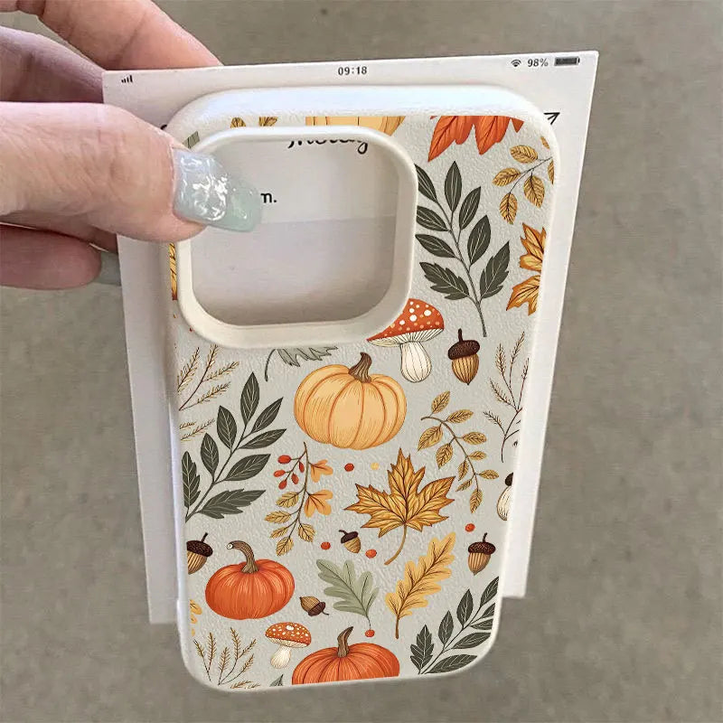 Vintage Fall Maple Leaf Pumpkin Phone Case For iPhone