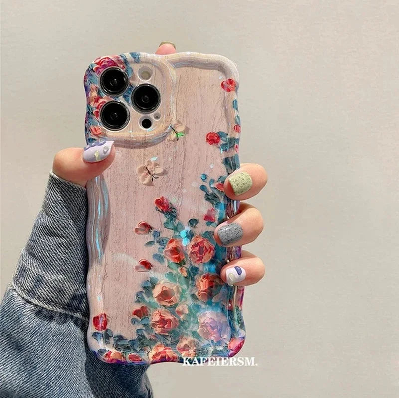Luxury Flower Pattern Laser Phone Case