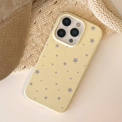 Korean Style Yellow Full Screen Grey Stars Soft Phone Case For iPhone