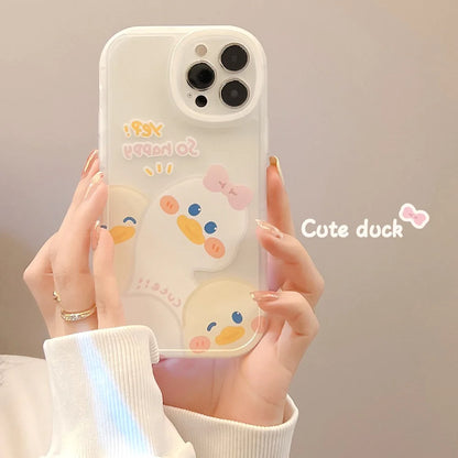 Korean Full Screen Flowers Cartoon Animals Phone Case For iPhone