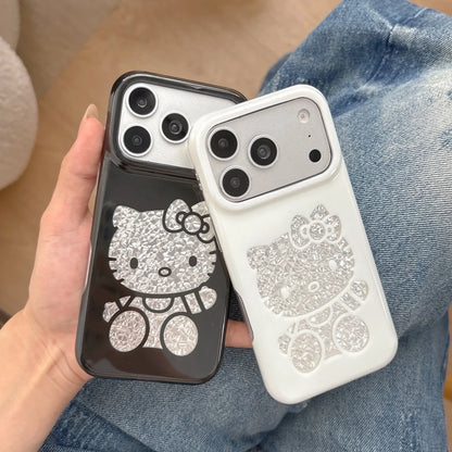 Luxury Cute Musical Note Sanrio Hello Kitty Sparkling Phone Case For iPhone