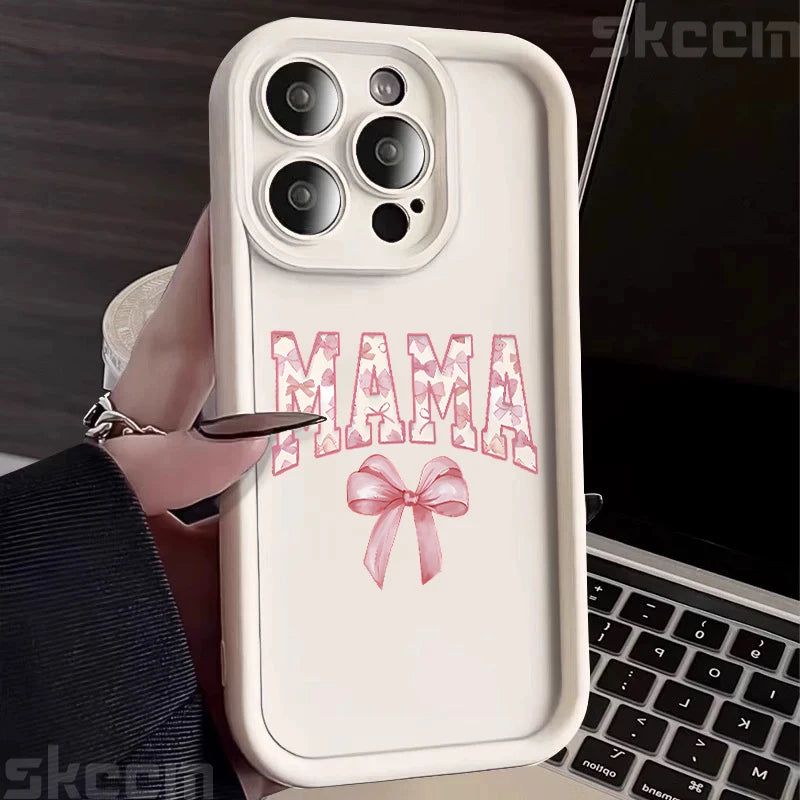 Pink Bow Mom's Letter Pattern Design Phone Case For iPhone