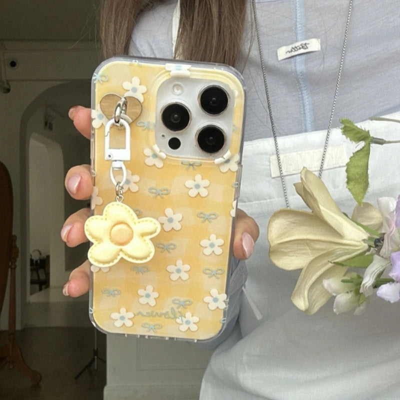 Cute Yellow Flower Pattern Phone Case For iPhone