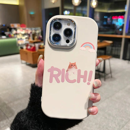 Black Cat Metal Lens Bumper Soft Silicone Cover Phone Case