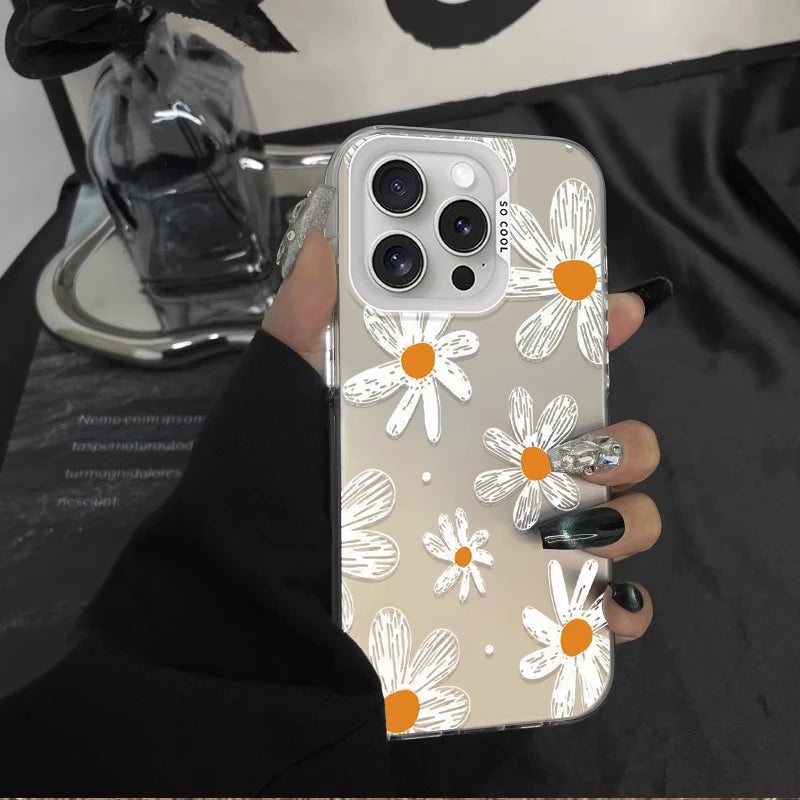 Sophisticated Black Floral Frosted Case For iPhone