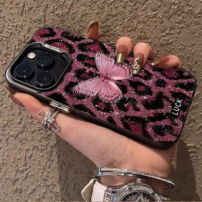 Butterfly Leopard Phone Case For iPhone