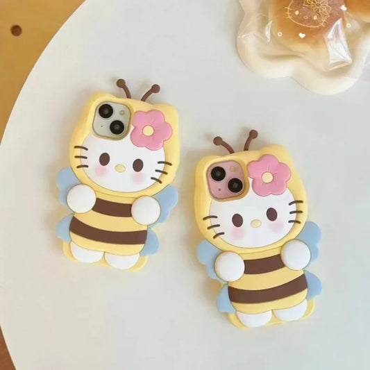 Kawaii 3D Cartoon Bee Hello Kitty Phone Case