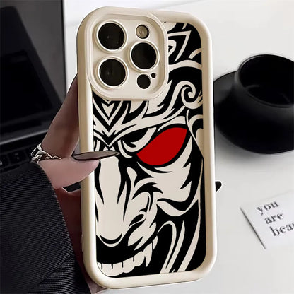 Japanese Art Samurai Ghost Head Silicone Case For iPhone