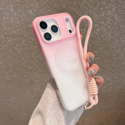 Soft Silicone For magsafe Wrist Strap Lanyard Shockproof Phone Case For iPhone