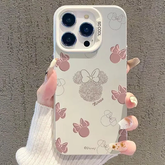 Hot Cute Pink Phone Case Matte Minnies Mickeys Back Cover For iPhone