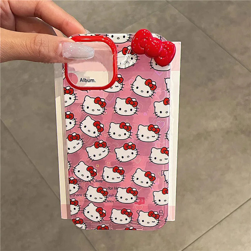 Hello Kitty Full Screen Face Pink Phone Case For iPhone