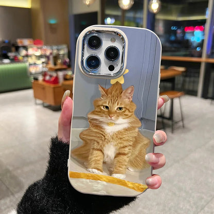 Black Cat Metal Lens Bumper Soft Silicone Cover Phone Case