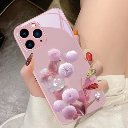 Black Tempered Glass Phone Case For iPhone