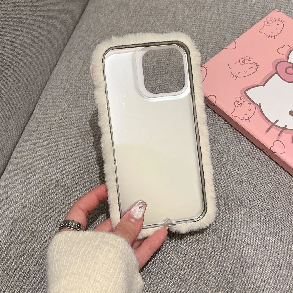 DIY New Kawaii Cat 3D Plush Shape Mobile Phone Case Suitable For iPhone