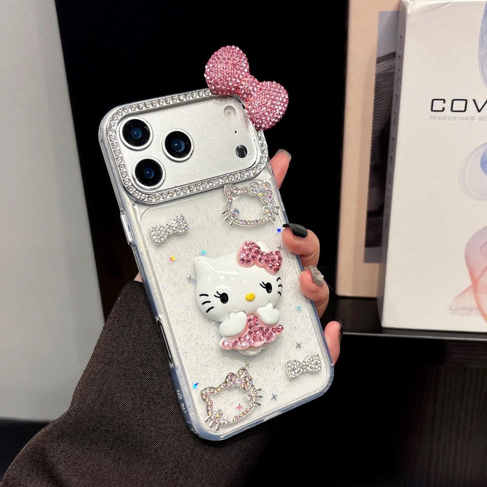 Cute Cartoon Sanrio Hello Kitty Bling Glitter Diamond Phone Case For iPhone