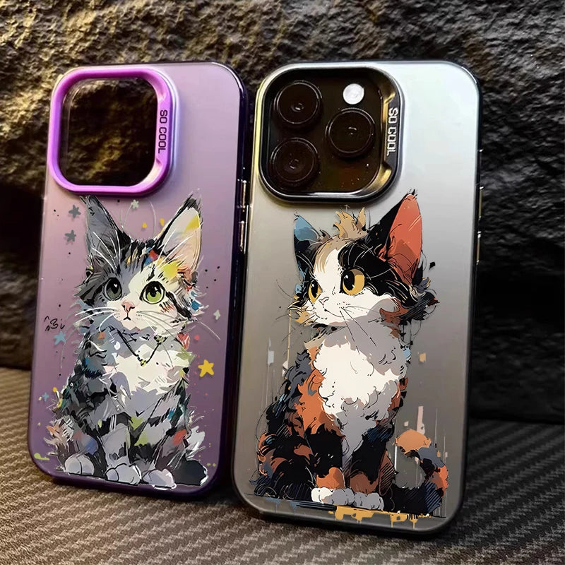 Cute Painting Cat Phone Case For iPhone