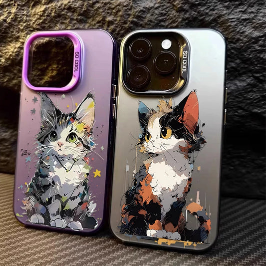 Cute Painting Cat Phone Case For iPhone