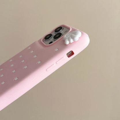 Cute Polka Dot Angel Wings Silicone Phone Case
