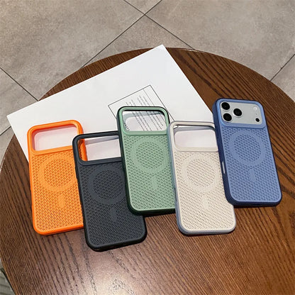 Luxury Solid Colors Heat Dissipation Mesh Phone Case For iPhone