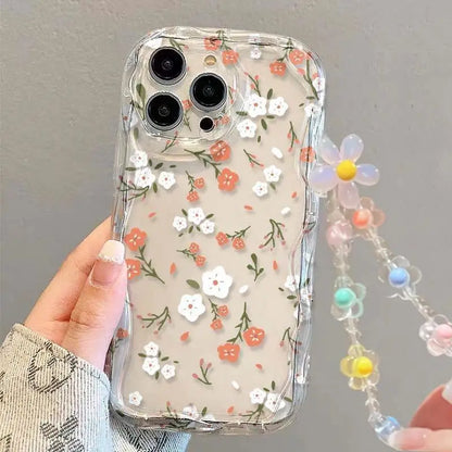 Love Heart Flower Bead Chain Phone Cases For IPhone