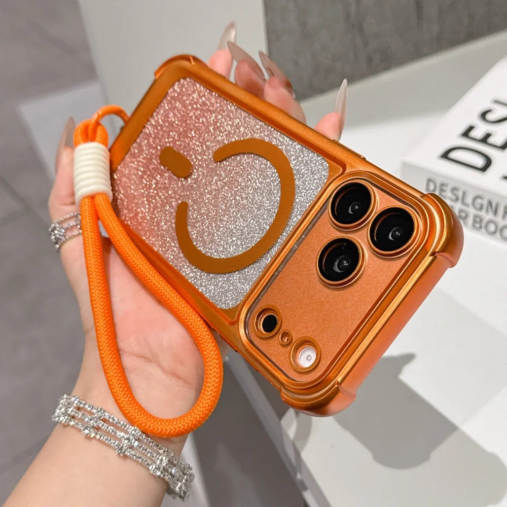 Glitter For Magsafe Lanyard Plating Case  For iPhone