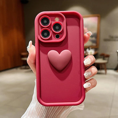 Cute 3D Love Heart Silicone Phone Case For iPhone