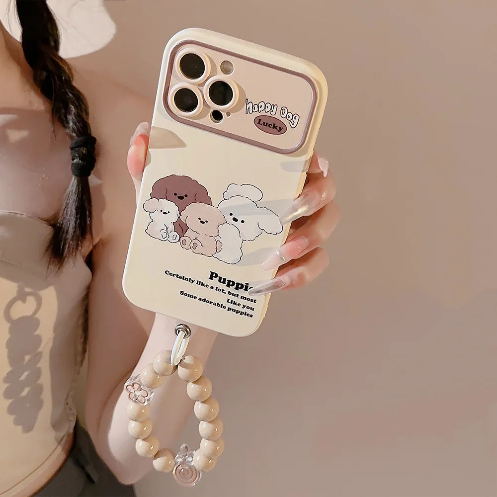 Cute Cartoon Puppy Lens Protective Phone Case For iPhone