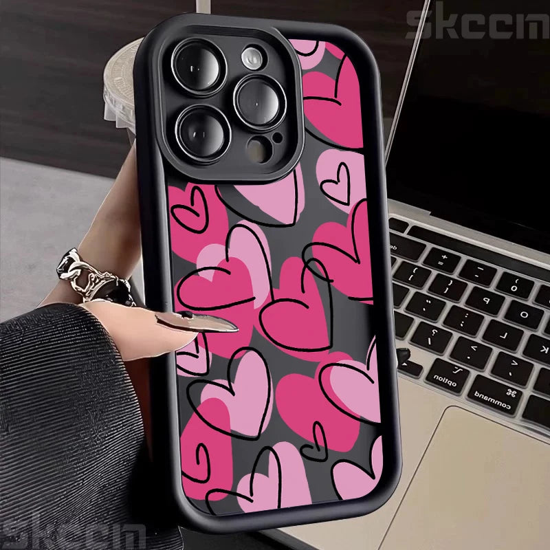 Cute Colorful Love Heart Silicone Phone Case For iPhone