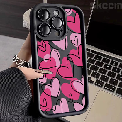 Cute Colorful Love Heart Silicone Phone Case For iPhone