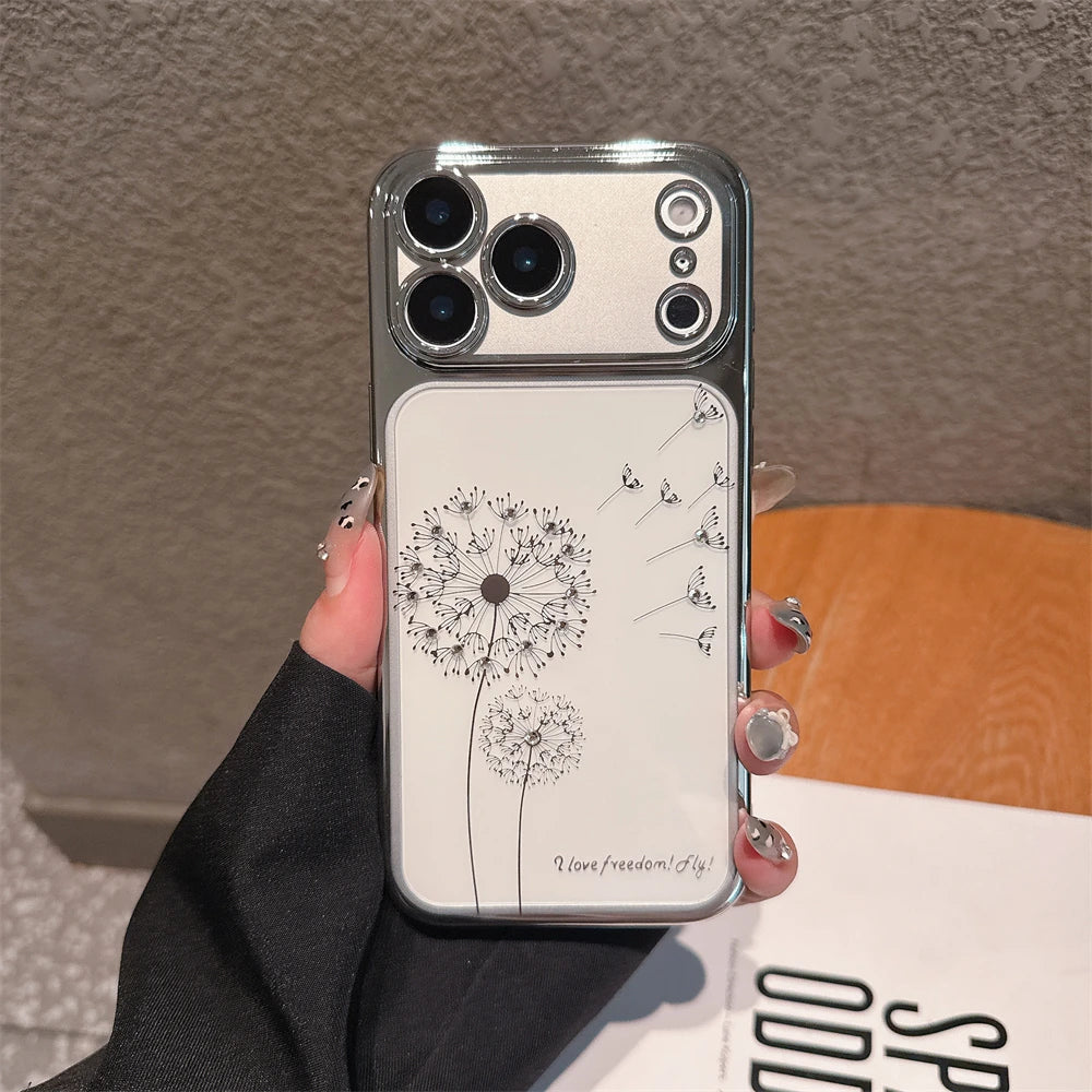 Plating Gradient Glitter Dandelion Case For iPhone