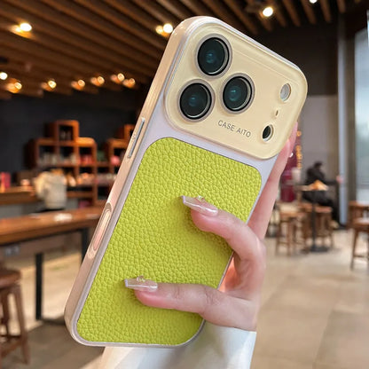 Luxury Lichee Leather Large Window Case For iPhone