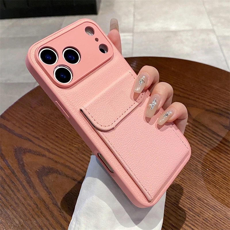 Card Slot Pocket Holder Wallet Case For iPhone